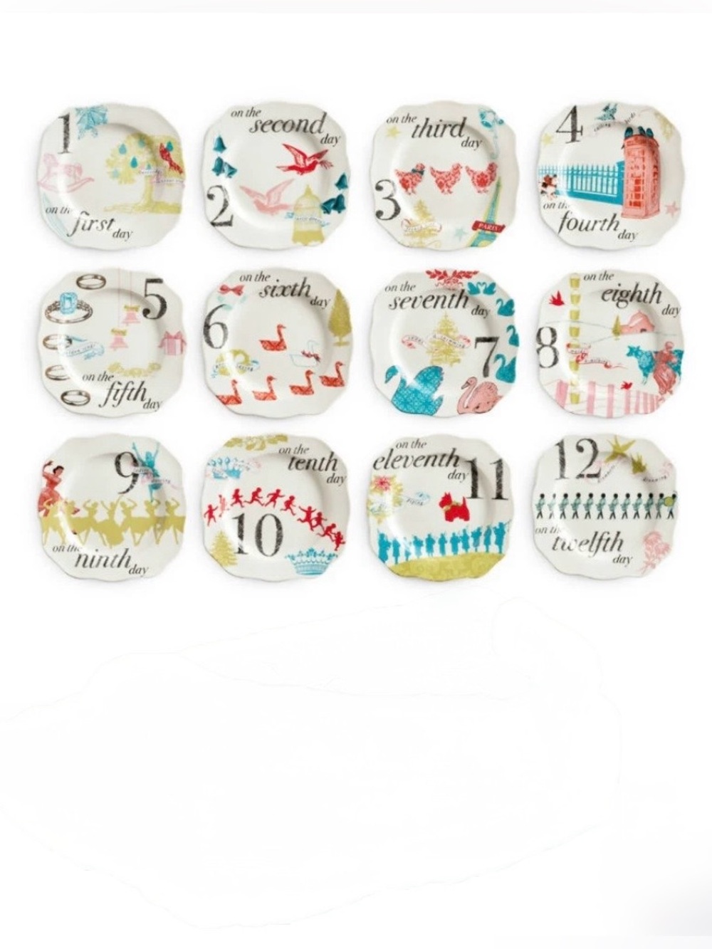 TWELVE DAYS OF CHRISTMAS➕Whimsical Set Of Plates
